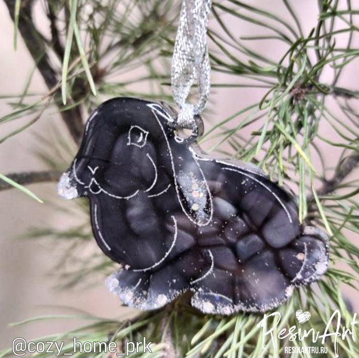 Christmas tree toy Lop-eared bunny - Silicone mold