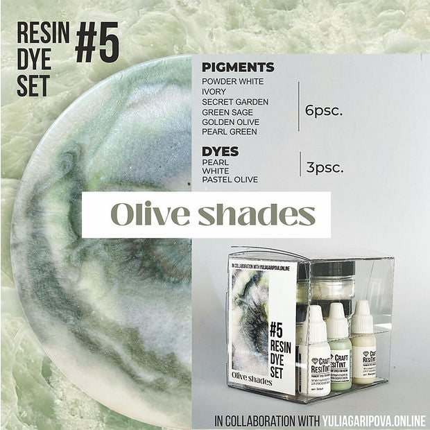 Resin Dye Set #5, Olive shades 9psc/set