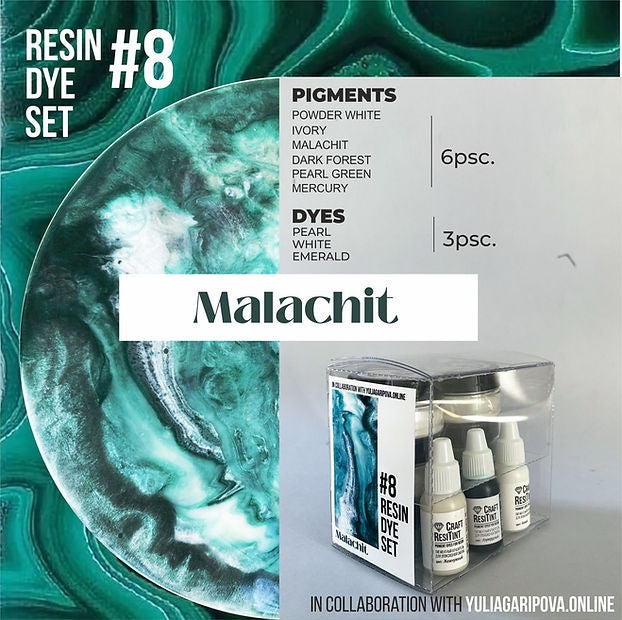 Resin Dye Set #8, MALACHIT 9psc./set