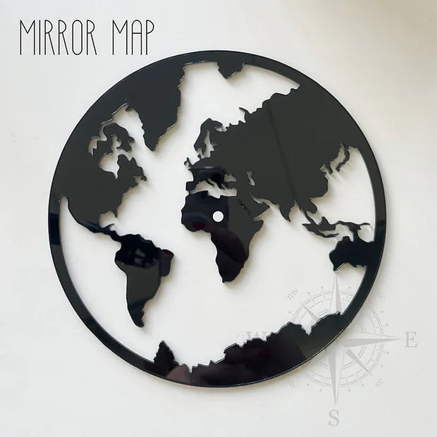 Mirror Map Clock/Wall Decor