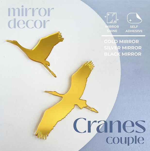 Mirror Decor Cranes couple