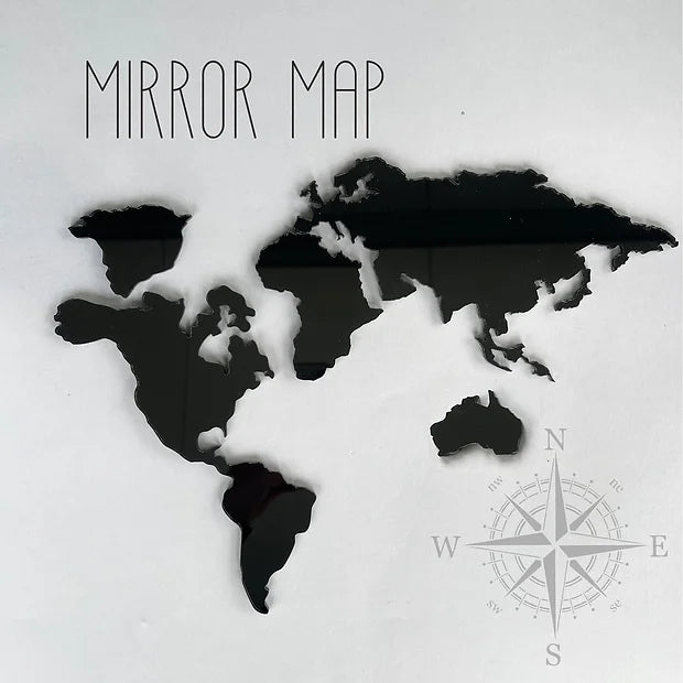 Mirror Map Clock/Wall Decor