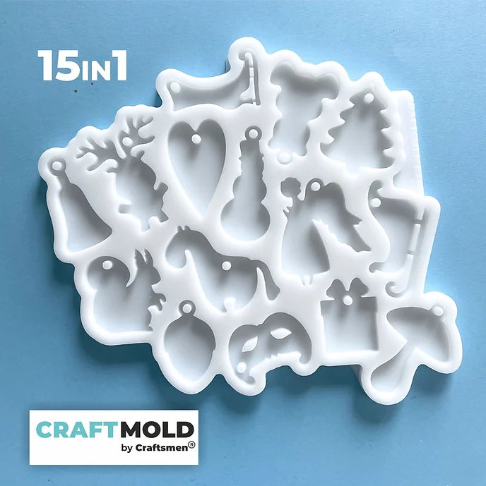 Set mini Christmas tree toys/keychain 15 in 1 silicone mold Model K38