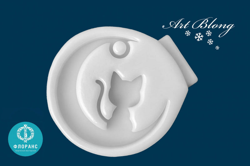 Silicone Mold No. 293 – Kitten on the Moon – image 3