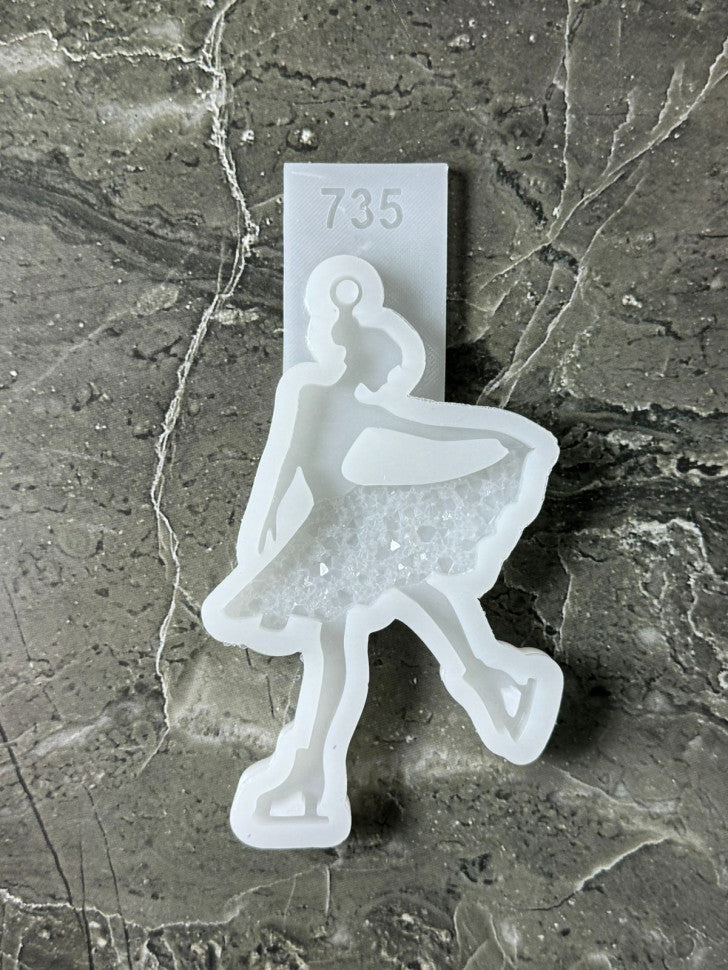 Silicone Mold No. 735 – Figure Skater with Crystal Skirt – image 3
