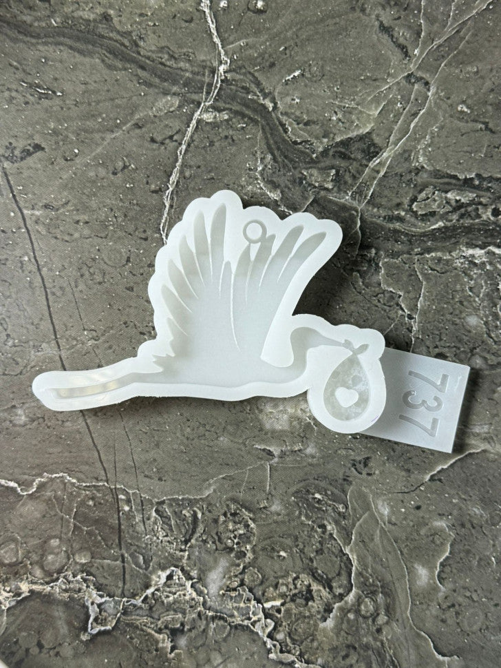 Silicone Mold No. 737 – Stork with Crystal Bundle – image 3