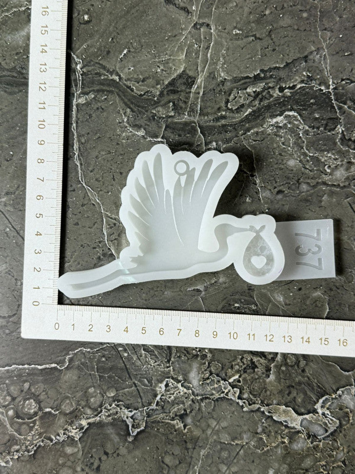 Silicone Mold No. 737 – Stork with Crystal Bundle – image 4