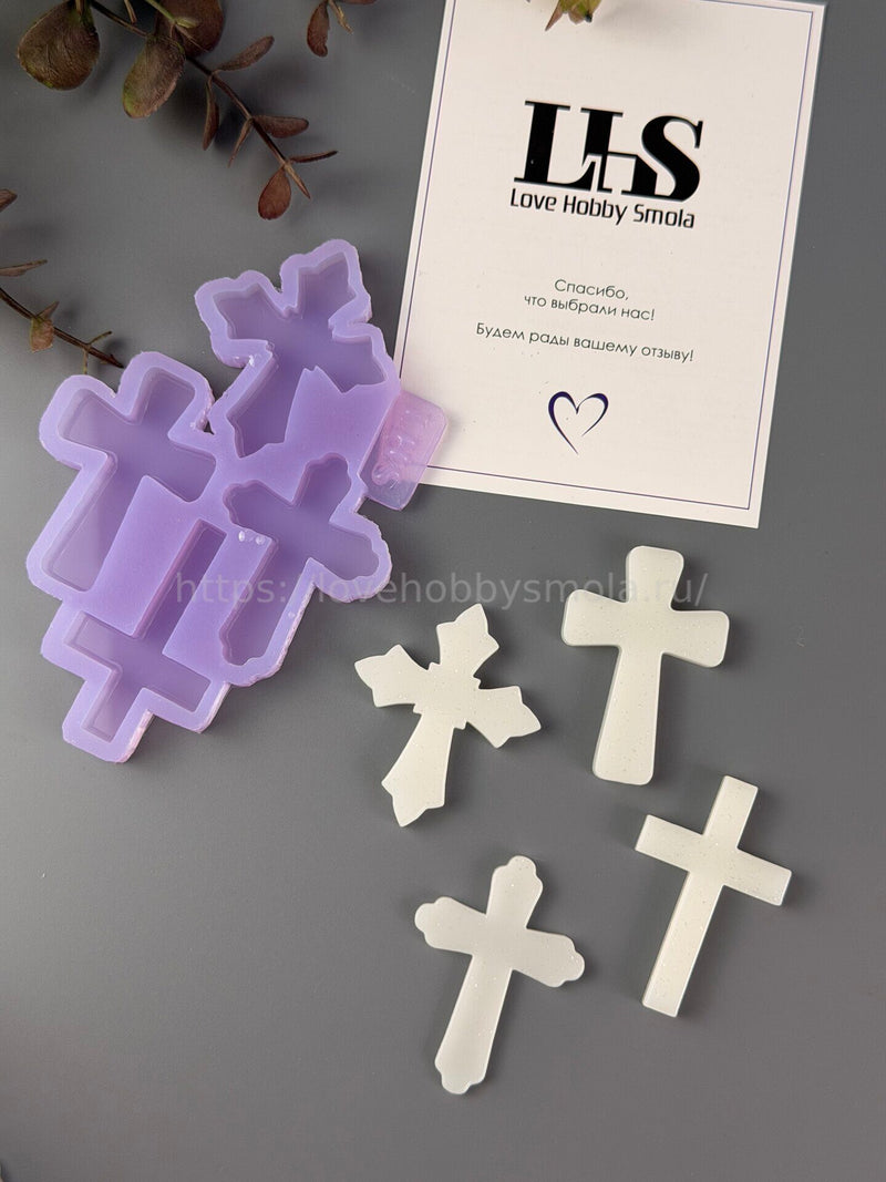 B94 Mold for keychains, brooches and jewelry Crosses 4.5 cm – image 3