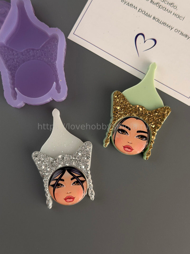 B96 Mold for keychains, brooches and jewelry Tuvan headdress – image 2