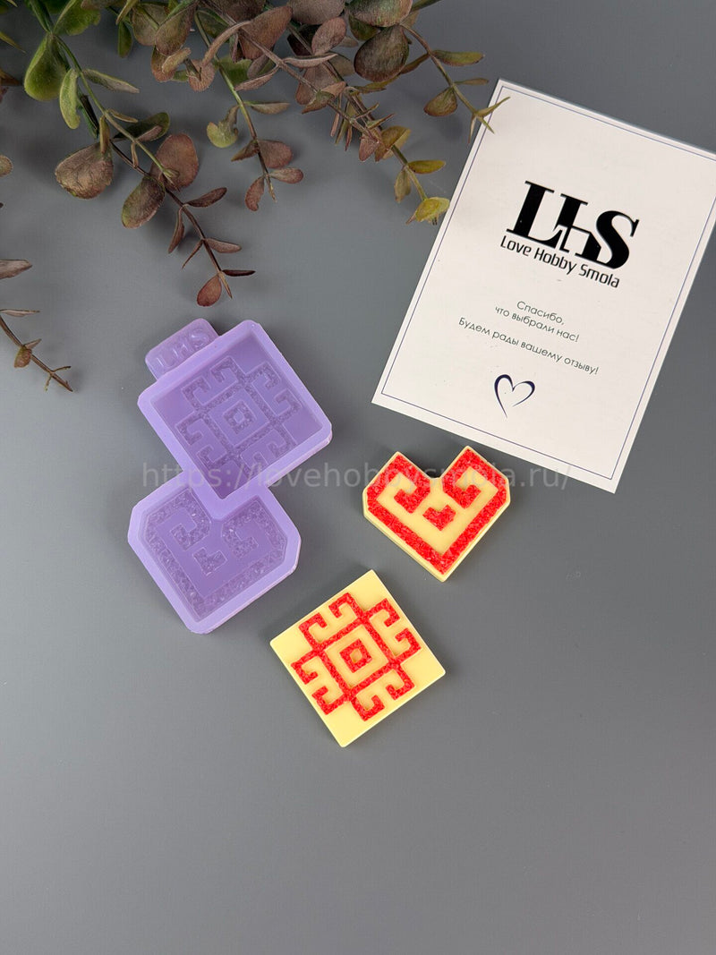B101 Mold for keychains, brooches and decorations Chuvash ornaments – image 4