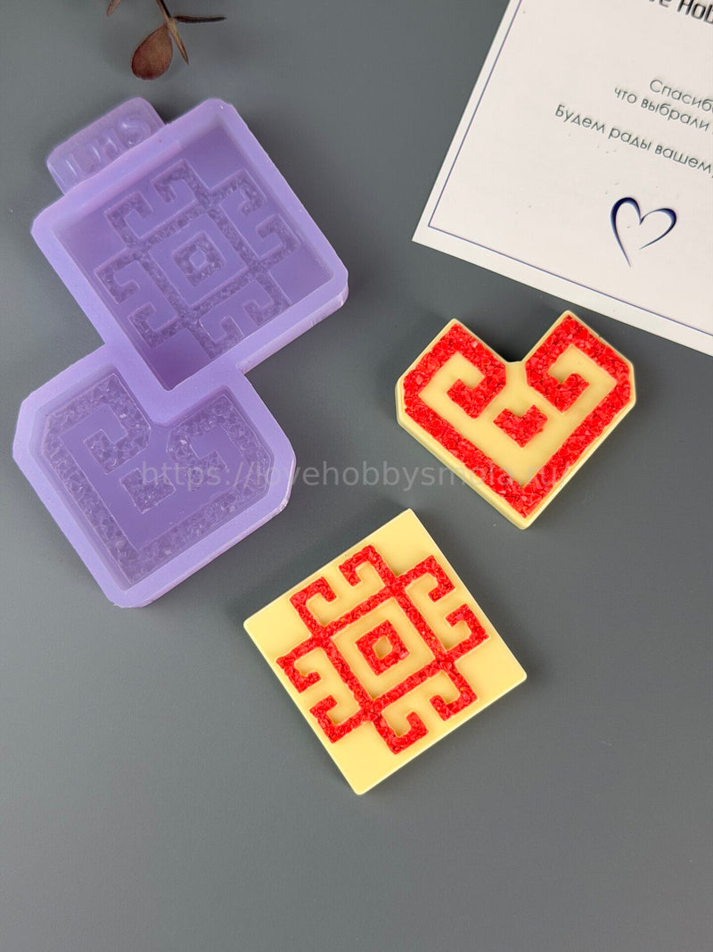 B101 Mold for keychains, brooches and decorations Chuvash ornaments – image 2
