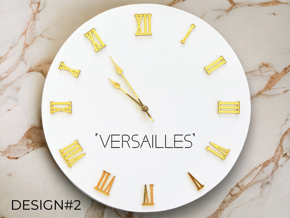 Mirror clock self-adhesive Acrylic Roman Numbers (Numerals) 12 pcs., Versailles