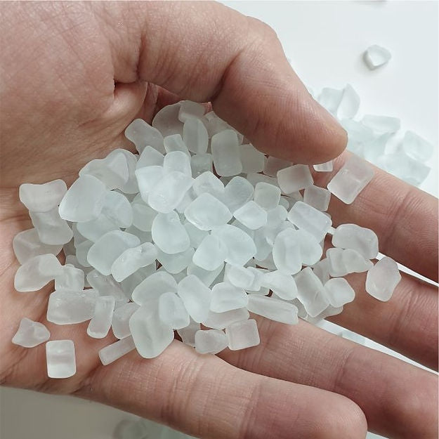 WHITE FROST MISTY BLACK Glass Marmelade Tempered Glass Chips 4–8 mm – Soft-Edged Candy-Like Filler for Resin Art & Geode Art, 100 g