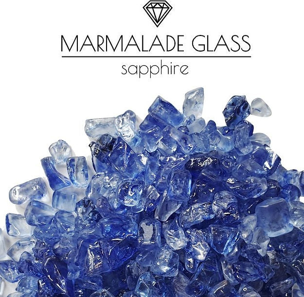 SAPPHIRE Glass Marmelade Tempered Glass Chips 4–8 mm – Soft-Edged Candy-Like Filler for Resin Art & Geode Art, 100 g