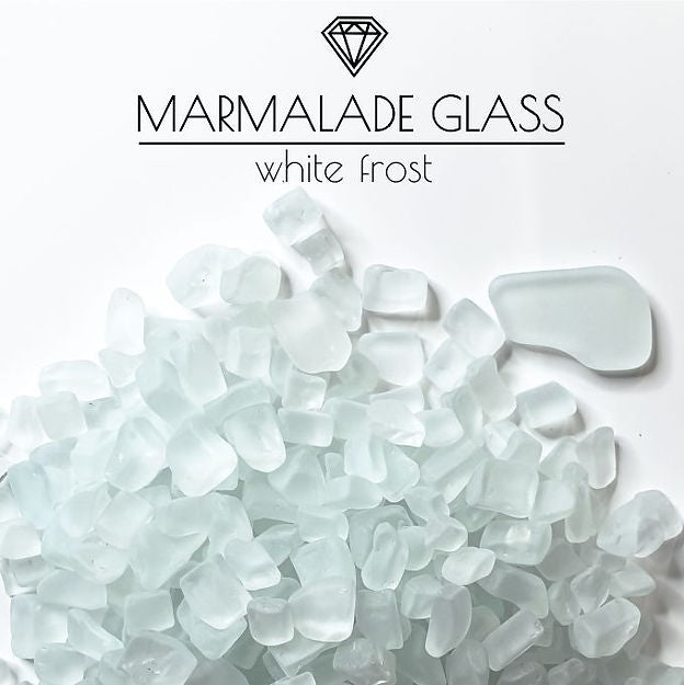 WHITE FROST MISTY BLACK Glass Marmelade Tempered Glass Chips 4–8 mm – Soft-Edged Candy-Like Filler for Resin Art & Geode Art, 100 g