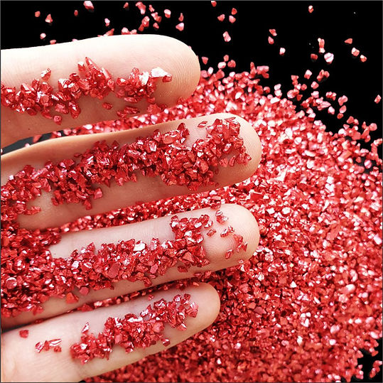 RED 1-3mm, Chromic Glass Crumb – Chrome-Plated Glass Filler for Epoxy Resin Art, 100g