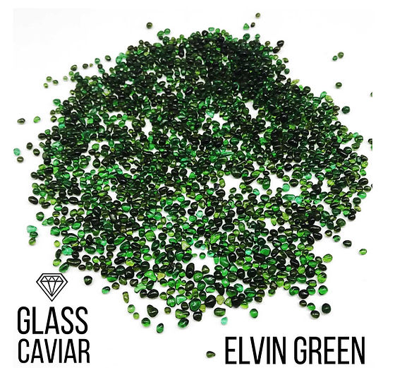 ELVIN GREEN Glass Caviar Glass Chips – Smooth-Edge Decorative Glass for Resin Art & Geode Art, 250gr