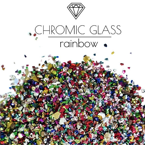 RAINBOW 1-3mm, Chromic Glass Crumb – Chrome-Plated Glass Filler for Epoxy Resin Art, 100g