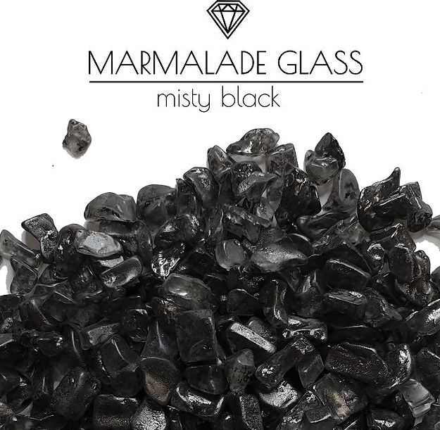 MISTY BLACK Glass Marmelade Tempered Glass Chips 4–8 mm – Soft-Edged Candy-Like Filler for Resin Art & Geode Art, 100 g