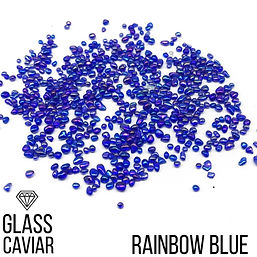 RAINBOW BLUE Glass Caviar Glass Chips – Smooth-Edge Decorative Glass for Resin Art & Geode Art, 250gr
