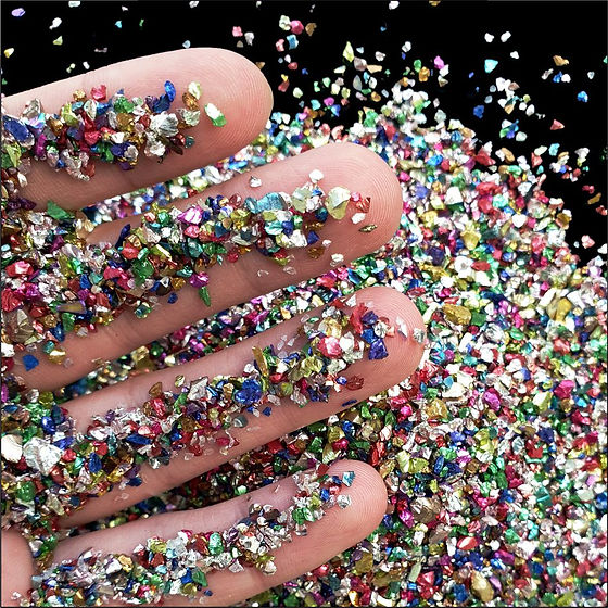 RAINBOW 1-3mm, Chromic Glass Crumb – Chrome-Plated Glass Filler for Epoxy Resin Art, 100g