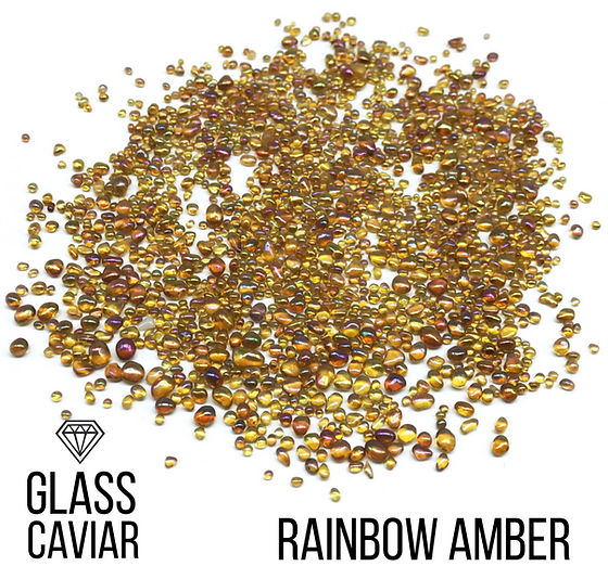 RAINBOW AMBER, Glass Caviar Glass Chips – Smooth-Edge Decorative Glass for Resin Art & Geode Art,  250g