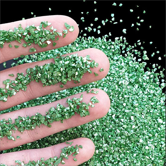 EMERALD 1-3mm, Chromic Glass Crumb – Chrome-Plated Glass Filler for Epoxy Resin Art, 100g