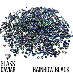 RAINBOW BLACK Glass Caviar Glass Chips – Smooth-Edge Decorative Glass for Resin Art & Geode Art, 250gr