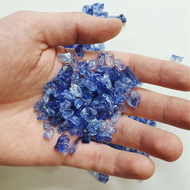 SAPPHIRE Glass Marmelade Tempered Glass Chips 4–8 mm – Soft-Edged Candy-Like Filler for Resin Art & Geode Art, 100 g