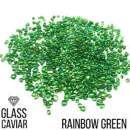RAINBOW GREEN Glass Caviar Glass Chips – Smooth-Edge Decorative Glass for Resin Art & Geode Art, 250gr