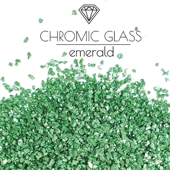 EMERALD 1-3mm, Chromic Glass Crumb – Chrome-Plated Glass Filler for Epoxy Resin Art, 100g