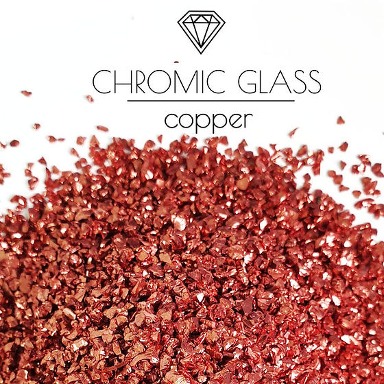 COPPER 1-3mm, Chromic Glass Crumb – Chrome-Plated Glass Filler for Epoxy Resin Art, 100g