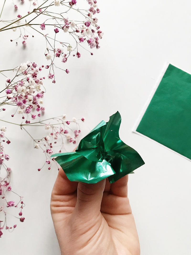 Gold leaf "Mirror Shine",Emerald, 25 pcs. 8*8,5см