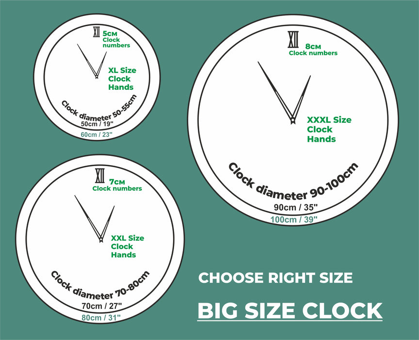 Big Size Clock hand #7 XL + Clock Movement