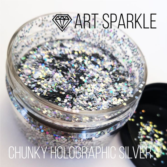 Glitter, Chunky Holographic Light Silver, 50 g