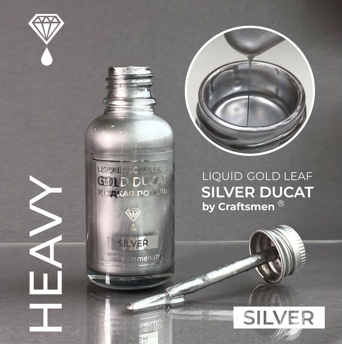 Liquid gold leaf metallic paint "Silver Ducat", 30ml