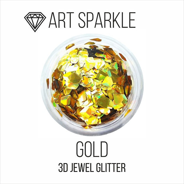 3D Jewel Glitter, Gold, 10 g