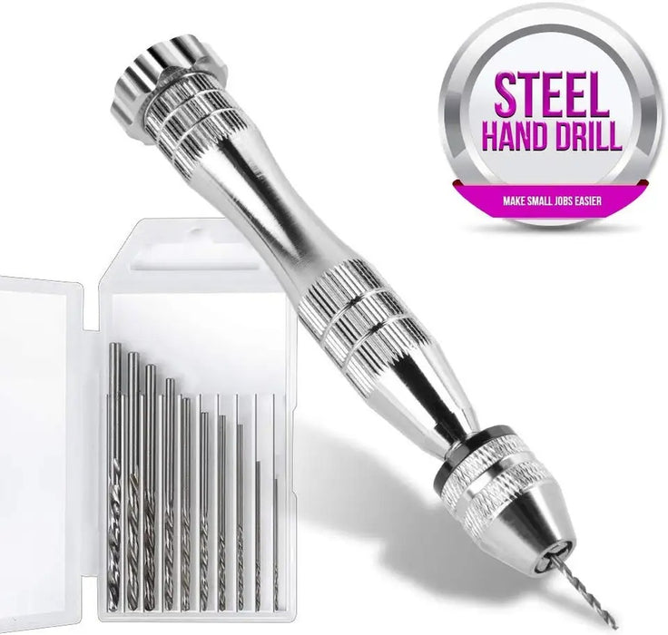 Resin Tool Set Stainless Steel Hand Drill with 10 PCS Drill Bits (0.8-3 mm)