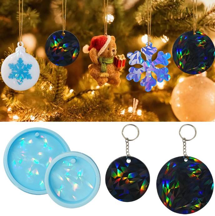 Epoxy Silicone Holographic Large/Small Circle Keychain Mold