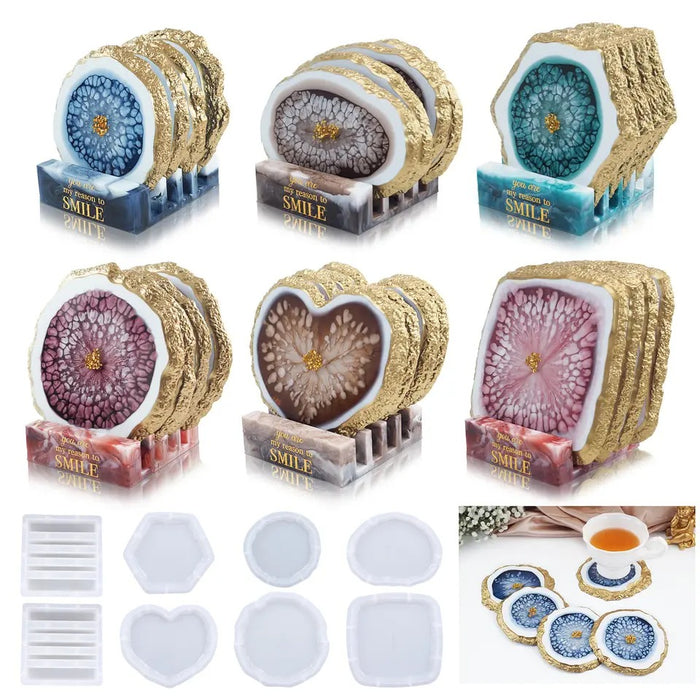 Epoxy Resin Irregular Geode Coaster Mold Square Coaster Mold