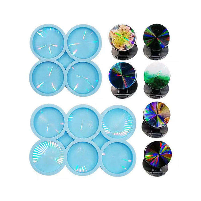 Epoxy Resin Shiny Circle Holographic Phone Grip/Badge Reel Mold