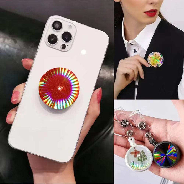 Epoxy Resin Shiny Circle Holographic Phone Grip/Badge Reel Mold