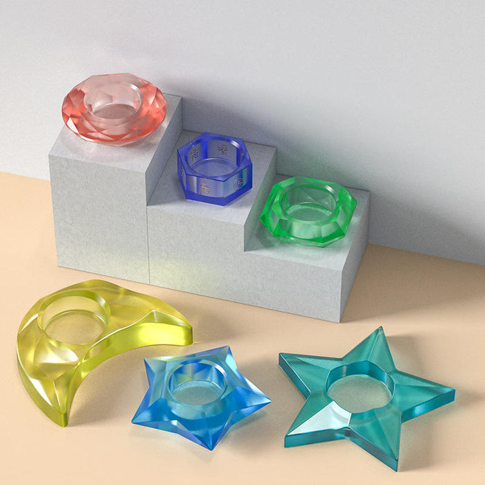 Silicone Resin Crystal Diamond Candles Holders Resin Molds Tealight Candlestick Molds