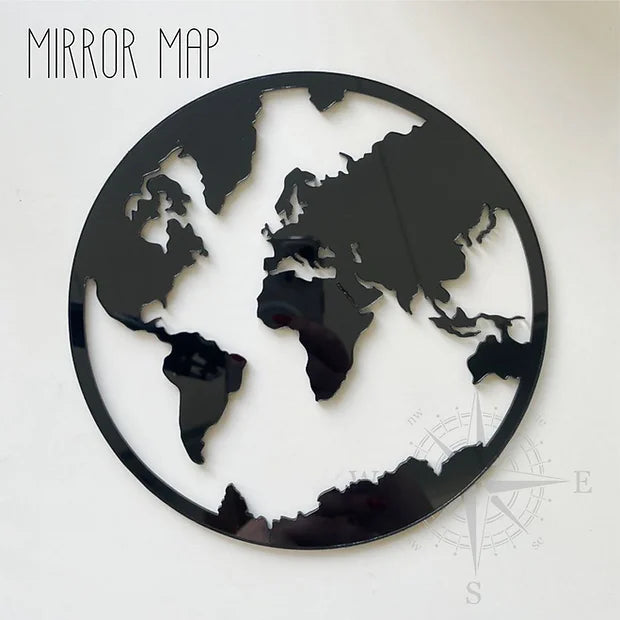 Mirror Map Clock/Wall Decor