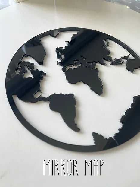 Mirror Map Clock/Wall Decor