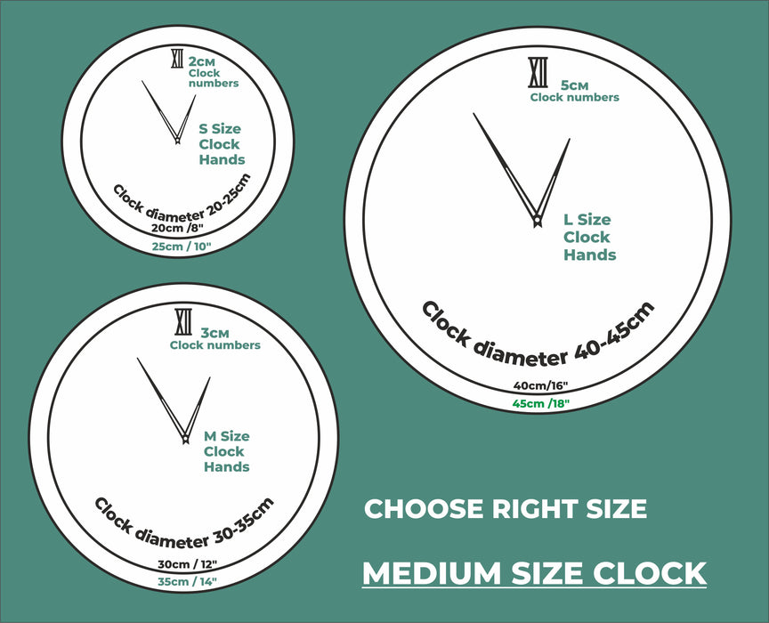 Clock numbers (numerals) Roman Caesar, Design #3 (4pcs. + 8 round dashes)