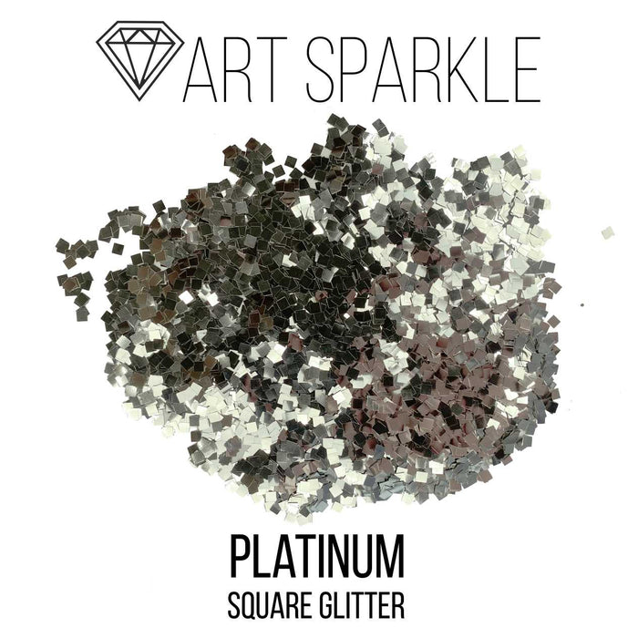 Quadratischer Glitter, Platin, 50 g