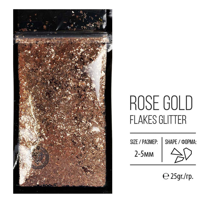 Glitter, FlakesGlitter Series, Rose Gold, 25g