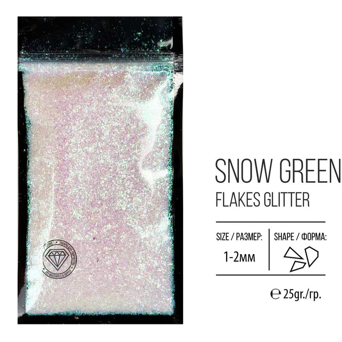 Glitter, FlakesGlitter Series, Snow Green, 25 g