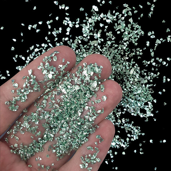 LIGHT MALACHIT 1-3mm, Chromic Glass Crumb – Chrome-Plated Glass Filler for Epoxy Resin Art, 100g